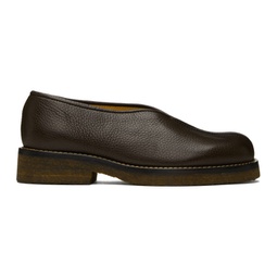 Brown Piped Loafers 222646F121001