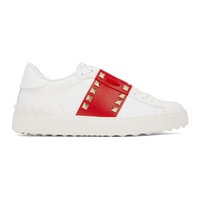 White & Red Rockstud Untitled Sneakers 222807F128007