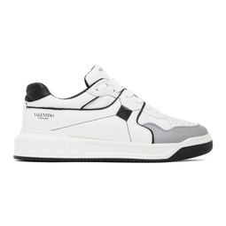 White & Black One Stud Sneakers 222807M237053
