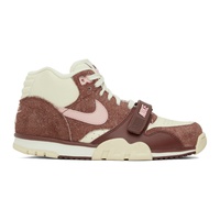 Off-White & Burgundy Air Trainer 1 Sneakers 231011M237166