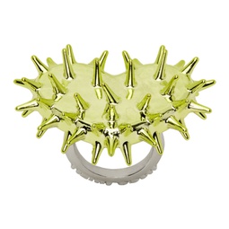 Yellow Spiky Heart Ring 231014F024009
