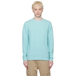 Blue Structured Long Sleeve T-Shirt 231085M204023