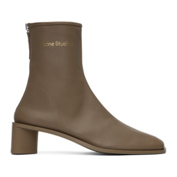 Taupe Branded Logo Boots 231129F113006