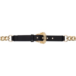 Black & Gold Chain Belt 231202F001011