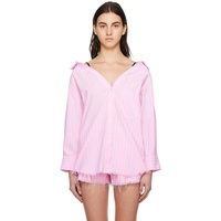 Pink Off-Shoulder Shirt 231214F109006