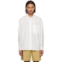 White Hidden Button Shirt 231221M192004