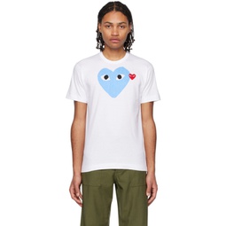 White Double Heart T-Shirt 231246M213007