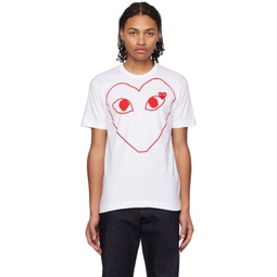 White Double Heart T-Shirt 231246M213013
