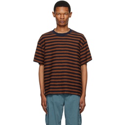 Navy & Brown Denny Blaine Striped T-Shirt 231266M213000