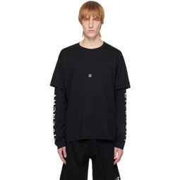 Black Double Layer Long Sleeve T-Shirt 231278M213018