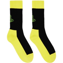 Black & Yellow Sporty Socks 231314M220009