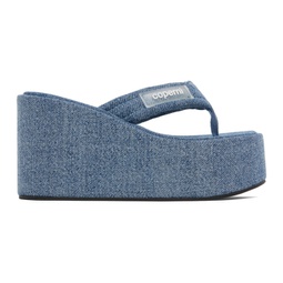 Blue Wedge Sandals 231325F124003