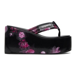 Pink & Black Holographic Sandals 231325F124009