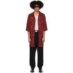 Red & Black Psychedelic Leopard Shirt 231331M192002