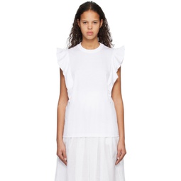 White Ruffled T-Shirt 231338F110003