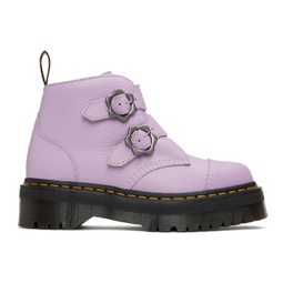 Purple Devon Flower Buckle Platform Boots 231399F113038