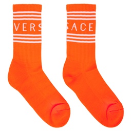 Orange 90s Vintage Logo Socks 231404M220006
