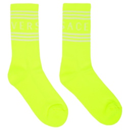Yellow 90s Vintage Logo Socks 231404M220008