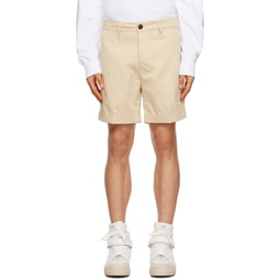 Beige Rolled Shorts 231482M193011