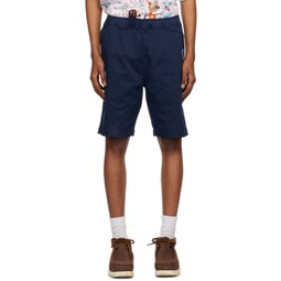 Navy Embroidered Shorts 231547M192019
