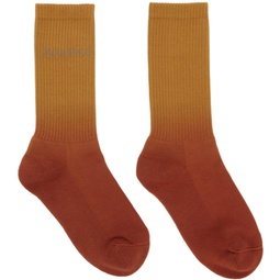 Orange & Tan Les Chaussettes Moisson Socks 231553M220019