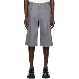 Gray Pleated Shorts 231704M193016
