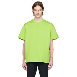 Green Leather Patch T-Shirt 231704M213001