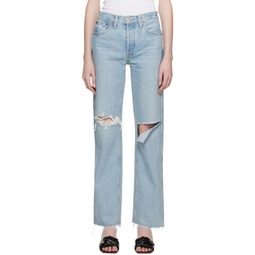 Blue 90s High Rise Loose Jeans 231800F069030