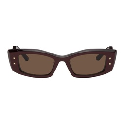 Red V Rectangular Frame Sunglasses 231807F005019