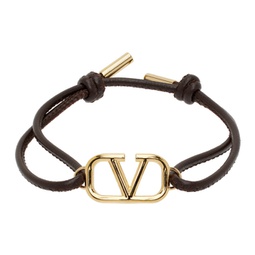 Brown VLogo Signature Bracelet 231807F020012
