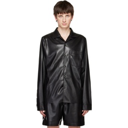 Black Duco Vegan Leather Shirt 231845M180005