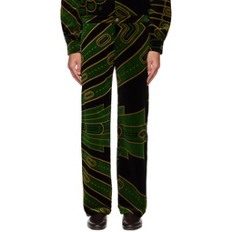 Black & Green Printed Trousers 231850M191004