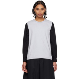 Gray & Black Paneled Long Sleeve T-Shirt 231935M213001