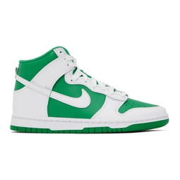Green & White Dunk High Retro Sneakers 232011M236001