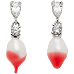 Silver & Pink Pearl Drop Earrings 232016F022000