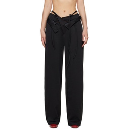 Black Double Waistband Trousers 232016F087005