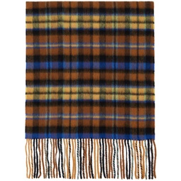 Brown & Blue Check Scarf 232039M150003