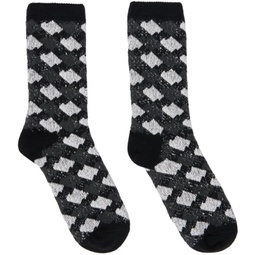 Black & Gray Jacquard Socks 232039M220002