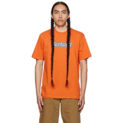 Orange Liquid Script T-Shirt 232111M213043