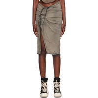 Gray Frayed Denim Midi Skirt 232126F092000