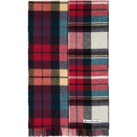 Red & Blue Mixed Check Scarf 232129F028023
