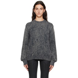 Gray Embroidered Sweater 232129F096024