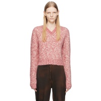 Pink V-Neck Sweater 232129F100007