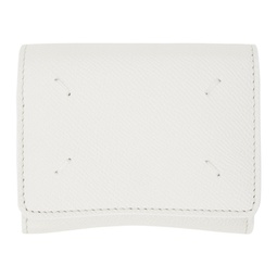 White Four Stitches Wallet 232168M164026