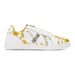 White & Gold Brooklyn Sneakers 232202M237007