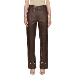 Brown Bonnie Leather Pants 232231F084001