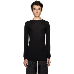 Black Round Neck Long Sleeve T-Shirt 232232M201007
