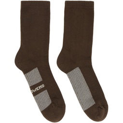 Brown & Off-White Glitter Socks 232232M220010