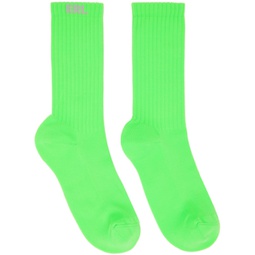 Green Knit Socks 232260F076002
