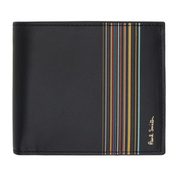 Black Signature Stripe Wallet 232260M164016